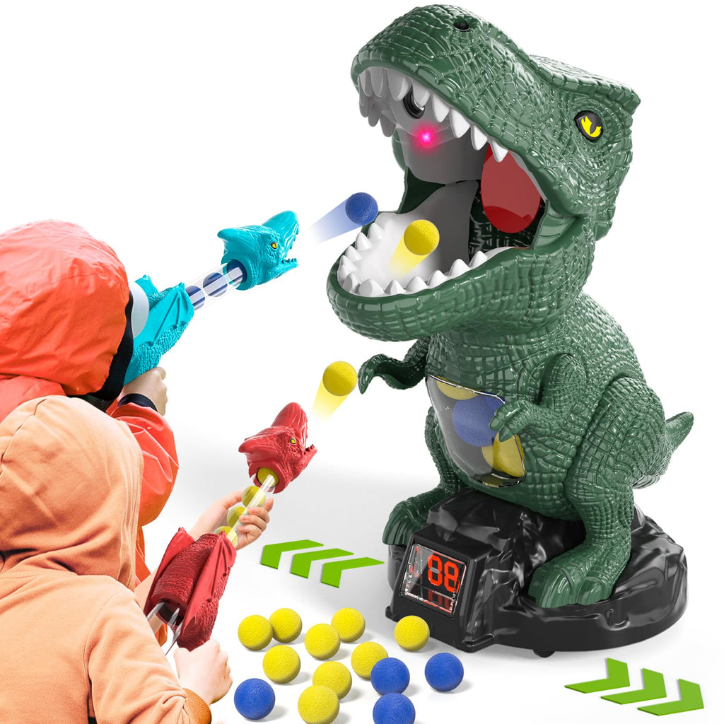 BLmukce Dinosaur Shooting Toys for Kids 3-5 5-7, Movable Target Shooting Game trex Chomp Shot Dino Blaster Toy Gift for Boys Age 4-8, Christmas & Birthday Gifts for 3 4 5 6 7 8 Years Old Kids