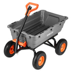 VEVOR 10 Cu.Ft 1200LBS Poly Garden Cart Dump Wagon, Heavy Duty Wheelbarrow with Convertible Handle and 13" Flat Free Tires, Outdoor Yard Wagon ATV Trailer Dump Cart Tow Behind for Lawn Mower Tractor