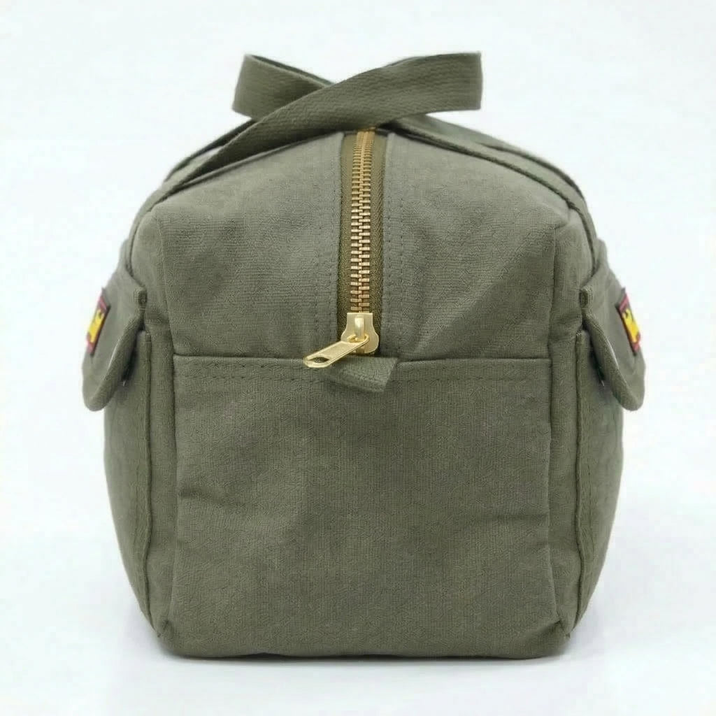G & F PRODUCTS Waxed Canvas Military Duffle Bag, Water-Resistant, Adjustable Strap, Double Zipper, Heavy-Duty, Fully Lined, Tool Organizer, Durable Utility Bag for Contractors & Homeowners