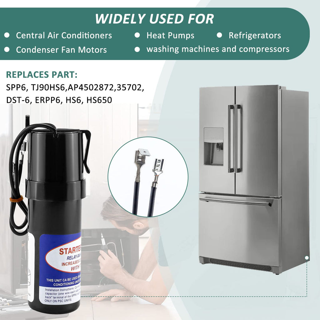 AMI PARTS SPP6 Hard Start Capacitor Replacement 115V Thru 288VAC Hard Start kit for air Conditioner Units from 4,000 to 120,000(1/2 Thru 10H.P.),Increases Compressor Torque 500% 2pcs