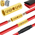 16-14 Gauge Wire Butt Connectors 20 PCS Brass Mechanical Butt Splice Connectors Kit 16-14 AWG Screw Sleeve Butt Splices Quick Connect Wire Connectors Mechanical Splices with 20 PCS 3:1 Heat Shrinks