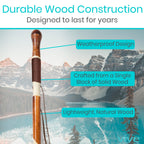 Vive Wooden Walking Stick - (55") Willow Cane for Seniors Hiking & Balance - Heavy Duty Carved Twisted Wood Sticks for Men & Women - Stylish Support Pole for Outdoor Trekking & Weight Bearing