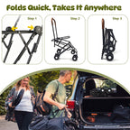 Beuway Double Pet Stroller for Dogs and Cats, One-Step Folding Dog Stroller Travel Carriage for Small Medium Dogs Cats, 2 Detachable Carrier Bags, 4 Lockable Wheels (Brown)
