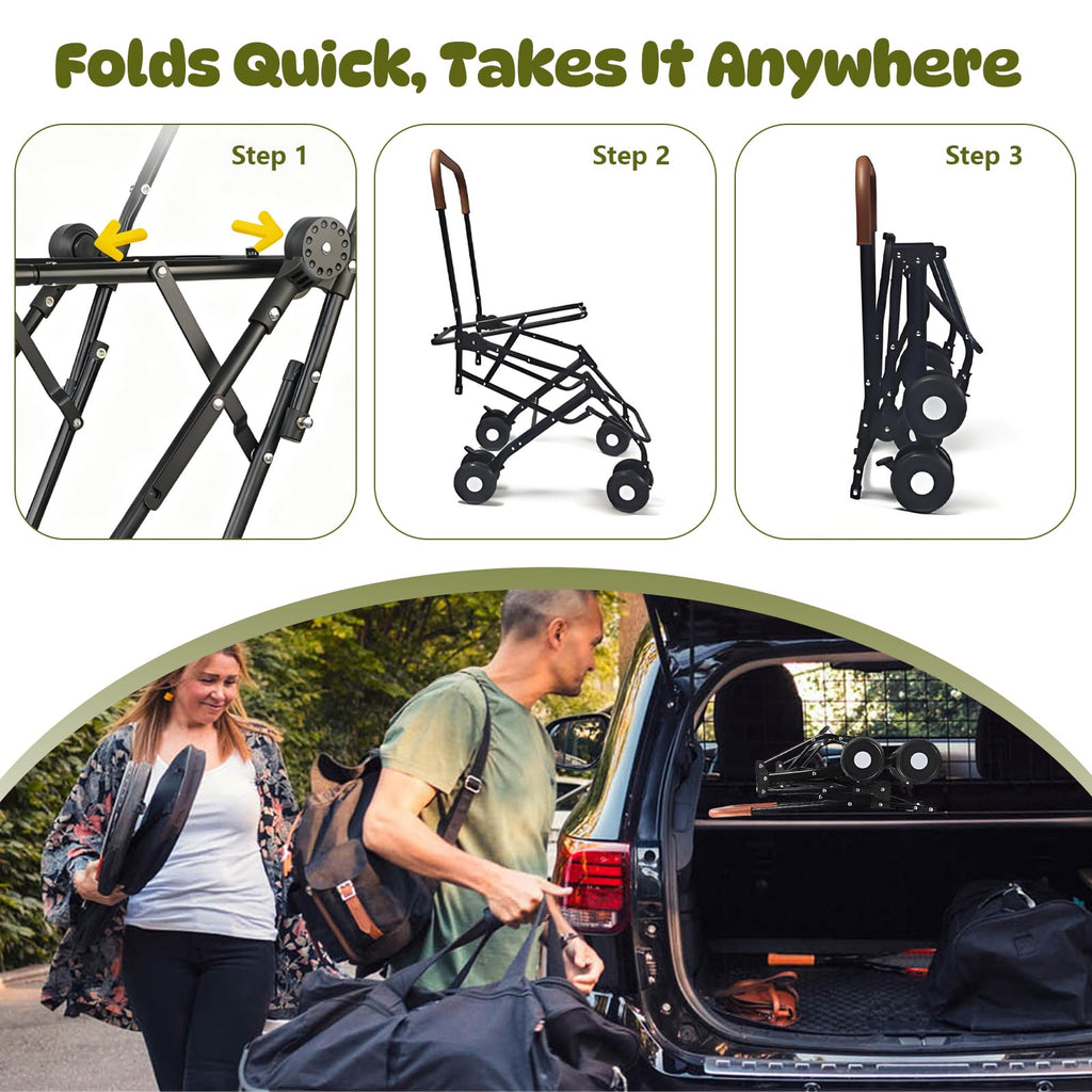 Beuway Double Pet Stroller for Dogs and Cats - Dog Stroller Foldable Travel Carriage with Detachable Carriers, Safety Belts, and 4 Lockable Wheels for Small to Medium Pets (Black)