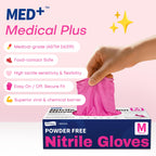 Supmedic Nitrile Exam Gloves, 4 Mil 100 Pcs Powder-Free Latex-Free Cooking Food-Safe Disposable Medical Gloves, Rose Orchid (Medium)