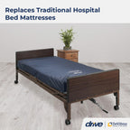 Drive Medical 15076 Decompressing Foam Mattress, Pressure-Relief Support for Homecare & Hospital Beds, High-Density Foam with Removable Cover, 275 Weight Capacity, 80"L x 36"W x 8"H, Blue