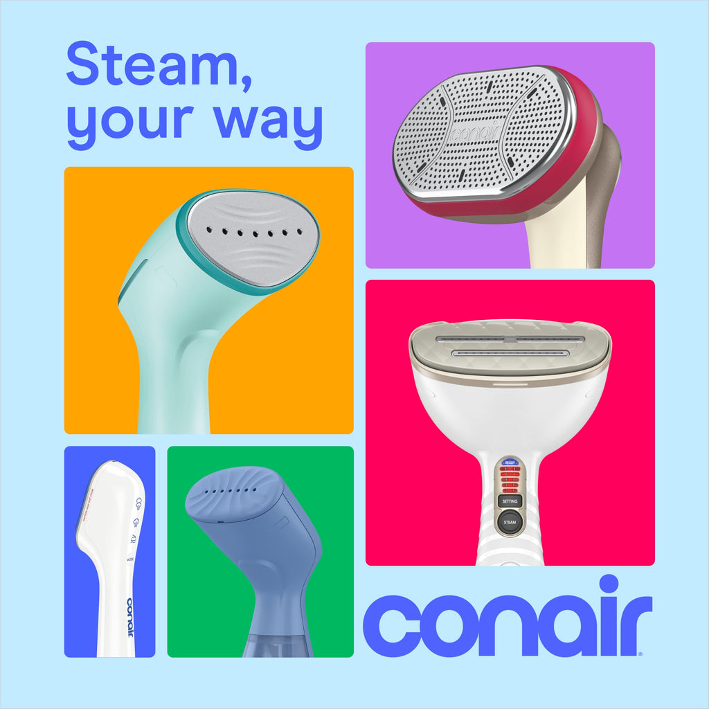 Conair Steamer for Clothes & Upholstery, Handheld, 3 Attachments, White