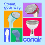 Conair Steamer for Clothes & Upholstery, Handheld, 3 Attachments, White