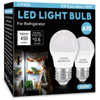 LOXYEE LED Refrigerator Light Bulb 2 Pack，Dimmable A15 5000K 40W Equivalent