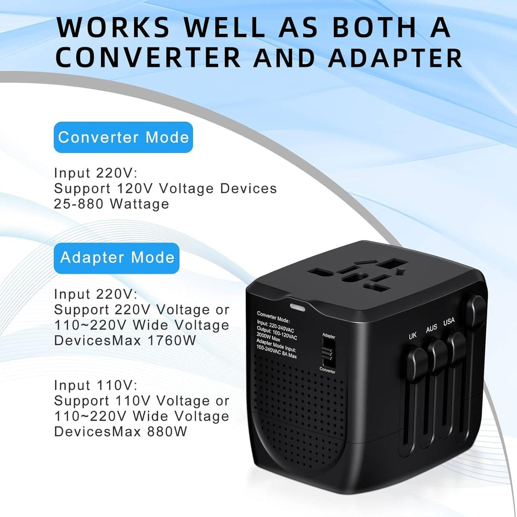 SARQW Travel Converter Adapter Voltage Converter that Steps Down 220 Volts to 110 Volts for use in Over 200 Countries,Including The U.S., U.K., Europe, and Australia