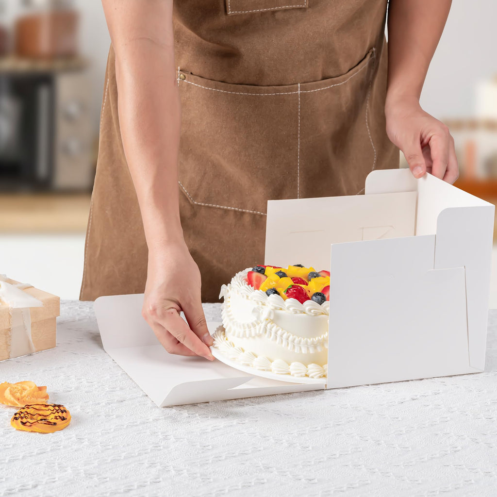 Cake Boxes 8 Inch, 10 Pcs 8x8x8 Inch Tall Cake Box, Cake Carrier Holder