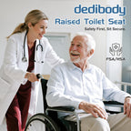 Dedibody Toilet Seat Risers for Seniors, Raised Toilet Seat with Handles, Adjustable Height & Width, Heavy Duty Up to 550lb Handicap Elevated Toilet Seat for Elderly, Pregnant, Fit Any Toilet