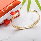 Carviell Gold Friendship Bracelet – “A True Friend Is the Greatest of All Blessings” Engraved Cuff, Best Friend Jewelry Gift for Women & Teens, BFF Bracelet, Stainless Steel Inspirational Bangle