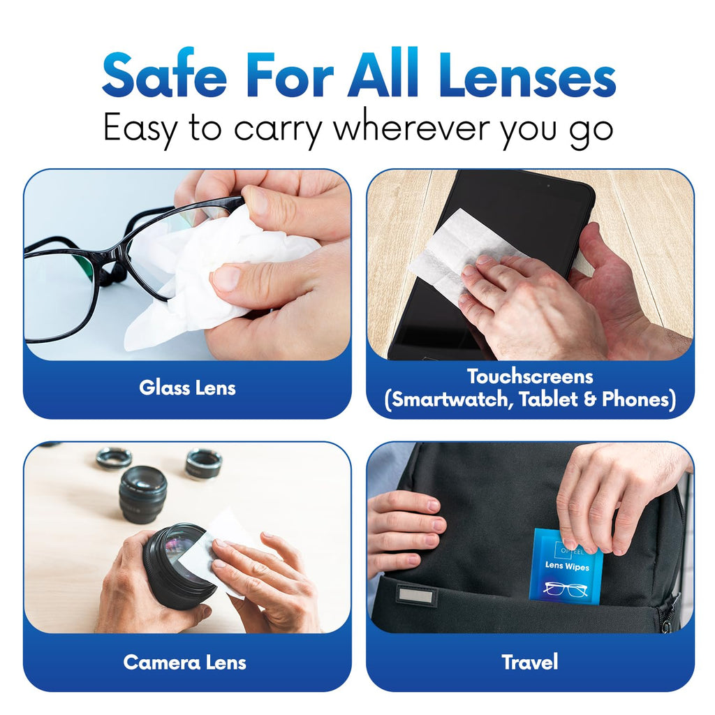 Lens Wipes for Eyeglasses - Pre-moistened Eyeglass Lens Cleaning Wipes - 500 Lens Wipes Individually Wrapped Sracth-Free Streak-Free Eye Glasses Wipes Lens Cleaner for Sunglass & Camera Lens