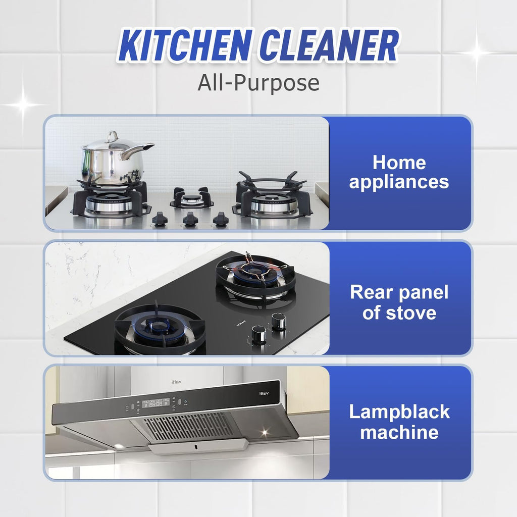 Kitchen Heavy Oil Cleaner Spray,3.38 Oz All Purpose Kitchens Heavy Oil Cleaning Agent, Grease Remover,Kitchen Degreasing Cleaning Spray for Stove,Oven,Dishwasher,Appliances (2PC With 2 Sponge)