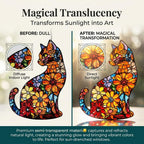 Cat Stained Glass Window Hanging Ornament Gift for Cat Lovers Mom 8 Inch