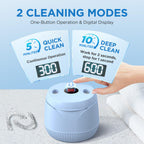 Dental Ultrasonic Retainer Cleaner Machine: 45kHz Dental Cleaning Pod with Digital Timer & 200ML, Cleaning for Dentures, Mouth Guards, Aligners, Night Guards, Braces, Toothbrush Heads & Jewelry, Blue