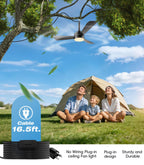 aetherlume 28 inch Plug-in Ceiling Fan Light with16.5ft long cord, Gazebo fan light Dimmable 3CCT LED,Reversible,Portable Hook Design for Bedroom Garage Tent Porch Kitchen patio