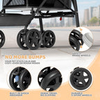 Magshion Compact Pet Stroller for Small-Medium Dogs/Cats up to 22lbs, 4-Wheel Lightweight Umbrella Shaped Portable Puppy Travel Jogger with Breathable Mesh, Cup Holder & Rear Storage, Black