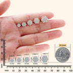 Delzzad Flower Stud Earrings, 925 Sterling Silver Moissanite Jewelry