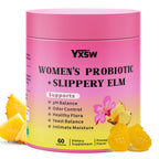 YXSW Women's Probiotics Slippery Elm Gummies, Sugar-Free Feminine Probiotics Gummies Support pH Balance, Gut Health & Immune System, Pineapple Flavor, 60 Count