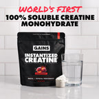 Gains in Bulk Instantized Creatine Monohydrate for Men & Women, Soluble Pre Workout Powder, Supports Muscle Building, Strength and Performance, Bodybuilding Supplements, Sour Raspberry, 30 Servings