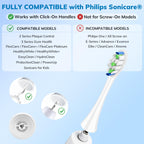 Replacement Toothbrush Heads for Philips Sonicare - 16 Pack Soft Gentle Bristles Compatible with Most Sonicare Click-On Electric Toothbrushes (White)