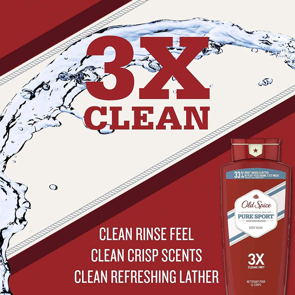 Old Spice High Endurance Body Wash for Men, Pure Sport Scent, 18 FL OZ (532 mL)
