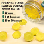 9-in-1 Probiotic Prebiotic Fiber Gummies for Adults & Teens, Fiber Supplement Pro with 5 Billion CFU Bacillus Coagulans, Psyllium Husk, FOS, Inulin, ACV for Digestion & Gut, 60 Vegan Pineapple Gummies