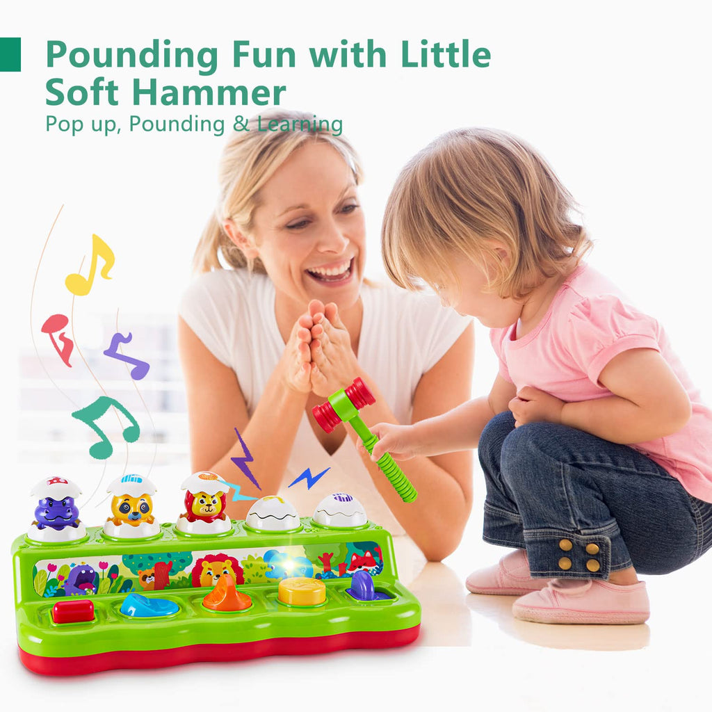 Baby Cause and Effect Pop Up Animal Toys for 1 Year Old Boy Girl with Light