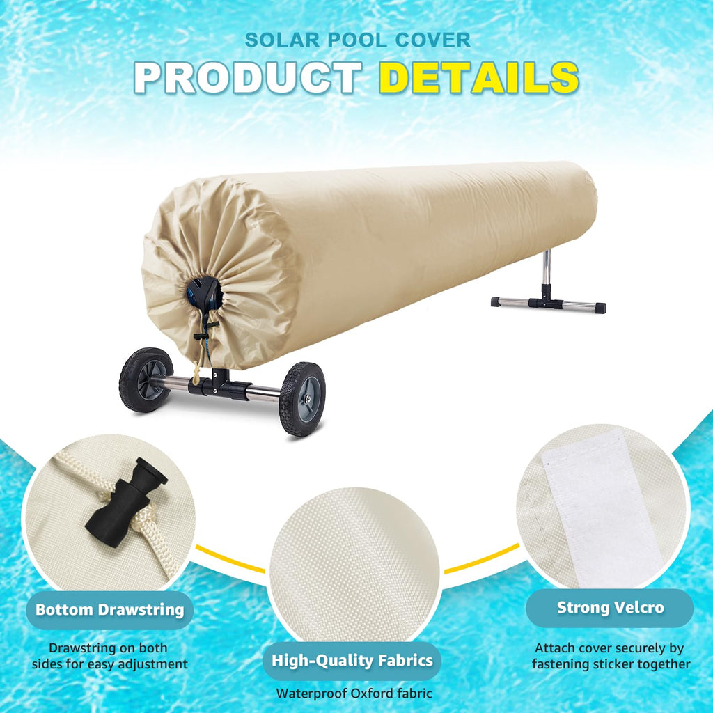 Solar Blanket Cover Pool Reel Cover Swimming Pool Solar Reel Protective Cover 18ft Pool Reel Cover Solar Blanket Cover Swimming Pool Blanket Protector for Above Ground and Inground Pools