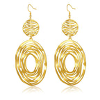 Hpoewre Gold Statement Dangle Earrings, 18K Gold Plated Hollow Out Earrings for Women, Long Dangling Bohemian Earrings, Handmade Trendy Geometric Round or Heart Drop Fish Hook Earring