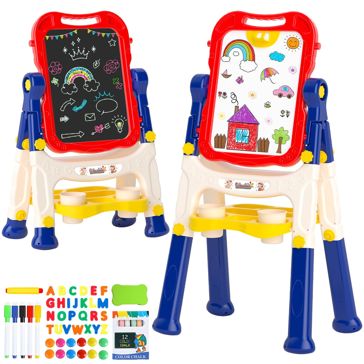 Easel for Kids Toys, Double-Sided Magnetic Painting Board