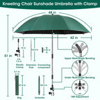 2-in-1 Garden Kneeler with Umbrella, Garden Kneeling Bench & Green Umbrella, Portable Garden Stool Loads Capacity 330lb and Garden Tools Bag with bottle holder, Gardening Gifts for Women,Men,Seniors