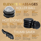 Cosmetasa Luxury Spa Treatment Gift Set - Relaxation, Nourish and Sore Muscle Massage Oil with Hot Stones, Roller Ball and Thumb Saver Massage Tools