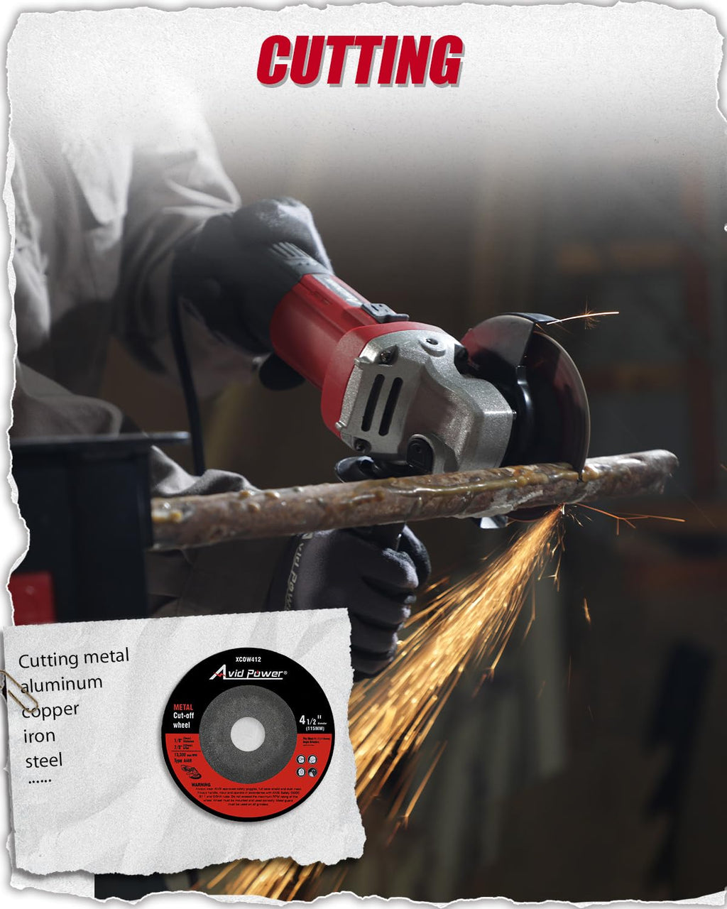 AVID POWER Angle Grinder 7.5-Amp 4-1/2 inch Electric Grinder Power Tools with Grinding Wheels, Cutting Wheels, Flap Disc and Auxiliary Handle for Cutting, Grinding, Polishing & Rust Removal - Dark Red
