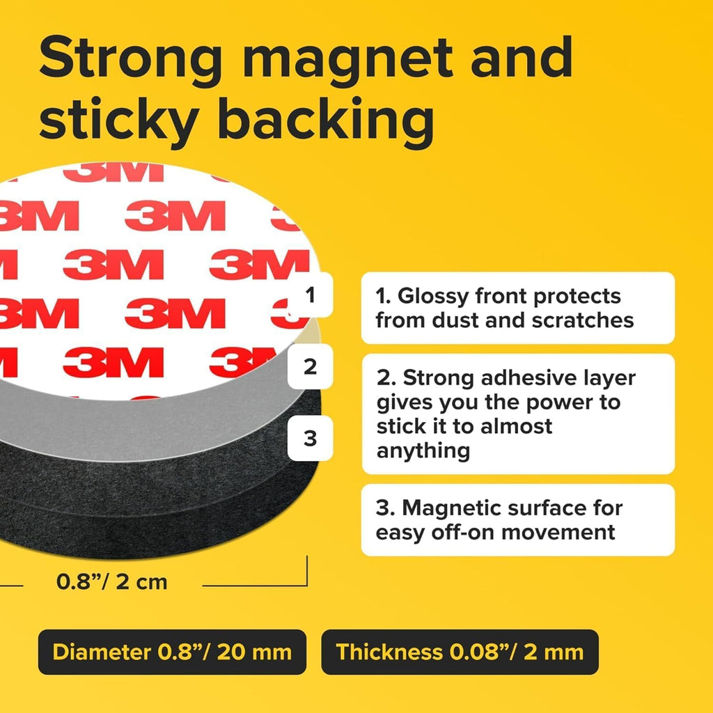 Peel-&-Stick Flexible Adhesive Magnets – 150 pcs (0.8"x0.08") Magnetic Dots for Office Supplies, Whiteboard, Crafts, Fridge, & School Projects