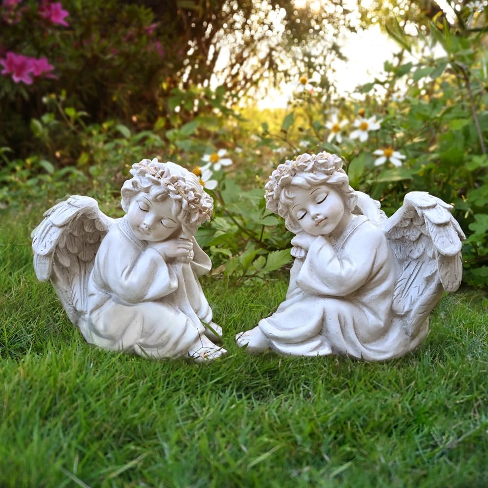 Garden Angel Statue Outdoor Decor Angel Solar Light Outside Decorations