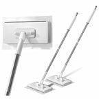KZKR Mini Wet & Dry Sweeping Mop Touchless Disposable Mop Convenient Flat Dust Removal Multi-Surface Cleaning for Hardwood and Tile Floors, 1 Second Installation (Grey,White,2 Pack)