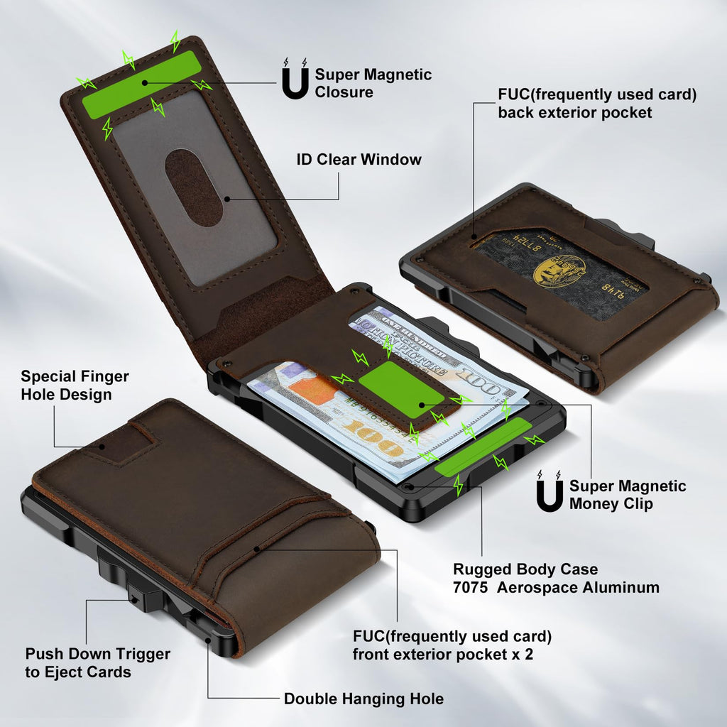 furid Genuine Leather Wallet for Men: Slim RFID Smart Minimalist Wallet