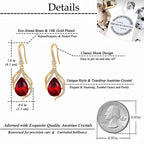 EVEVIC Austrian Crystal Teardrop Dangle Earrings for Women, French Hook