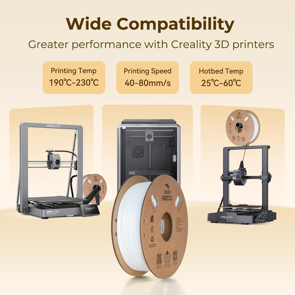 Creality Rapid PLA Filament 1.75mm, Smooth High-Speed Printing up to 300mm/s, No-Tangling, Precise +/- 0.02mm Accuracy, Fits Most 3D Printers(Orange)
