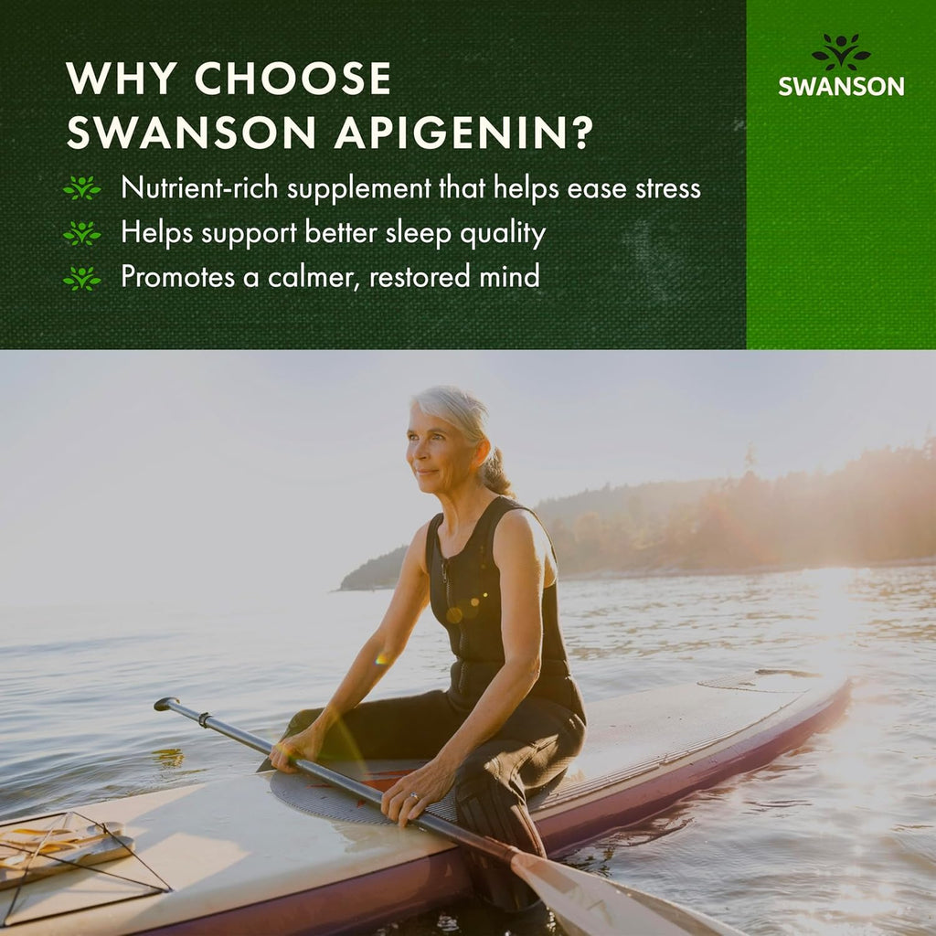 Swanson Apigenin - Bioflavonoid Supplement That Offers Stress & Sleep Support, Aids Cellular Health & May Support Men's Health* - 90 Capsules