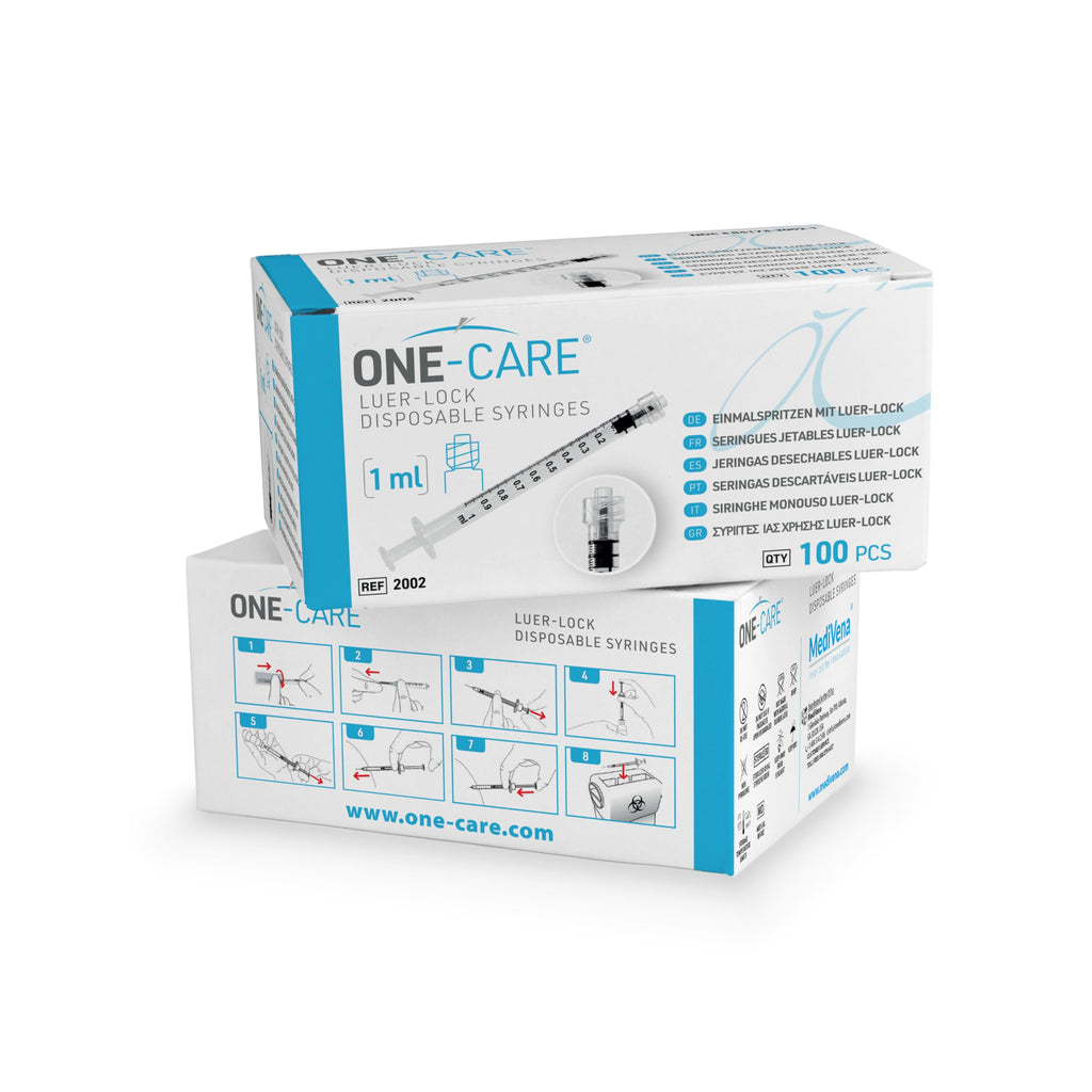 ONE-CARE Luer-Lock Syringe, 1 mL, 100 Count, Blister-Packed