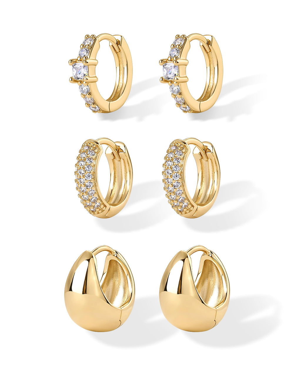 PAVOI Sterling Huggie Earrings for Women, 925 Silver, Yellow Gold