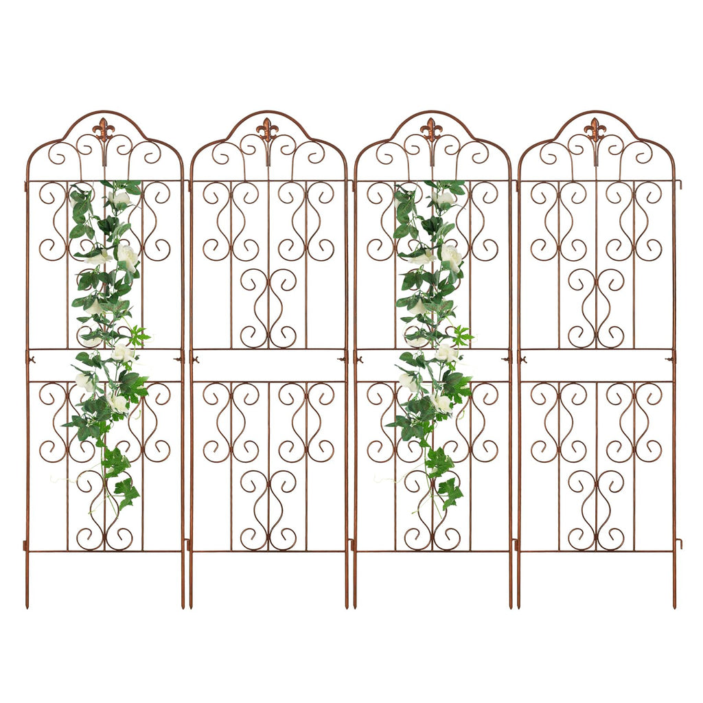 hogardeck 4 Packs 60 * 18 inch Metal Garden Trellis for Climbing Plants Outdoor,Heavy Duty,Gold Coating Rustproof Trellis for Rose, Vegetable, Flowers, Expandable,Perfect for Training Climbing Plants