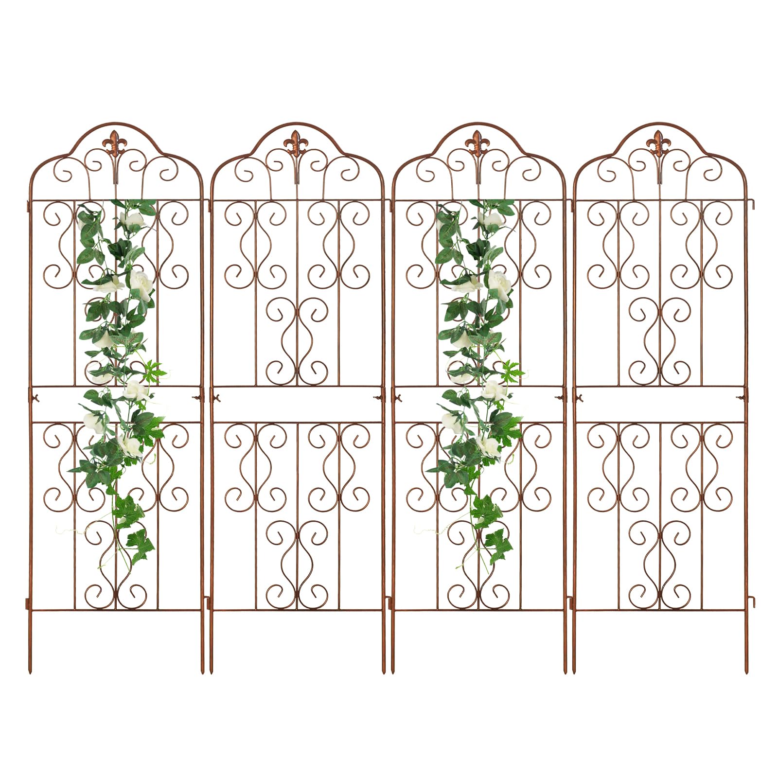 hogardeck 4 Packs 60 * 18 inch Metal Garden Trellis for Climbing Plants Outdoor,Heavy Duty,Gold Coating Rustproof Trellis for Rose, Vegetable, Flowers, Expandable,Perfect for Training Climbing Plants