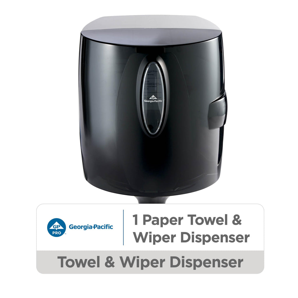 Universal Centerpull Paper Towel and Wiper Dispenser by GP PRO (Georgia-Pacific), Black, 54050, 10.25” W x 10.75” D x 12.625” H, 1 Dispenser