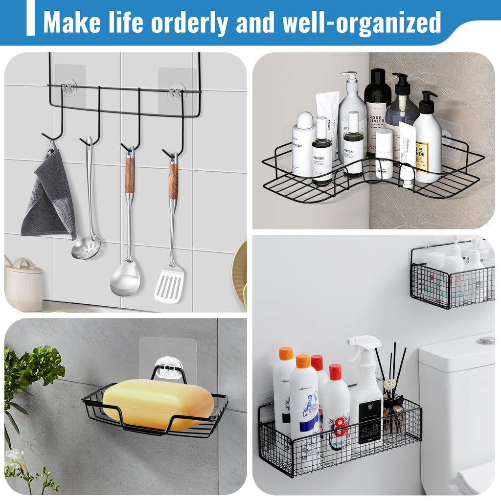 EILKBLA 15 Pack Shower Caddy Adhesive Replacement - Strong No Drilling