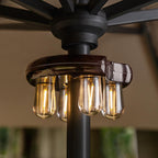 NORA·GIFT Patio 2 Packs Umbrella Light with LED Edison Bulbs, Battery Operation Cordless-Outdoor Umbrella Pole Lights with 2 Lighting Modes for Garden，Patio, Backyard, Camping or BBQ - Brown
